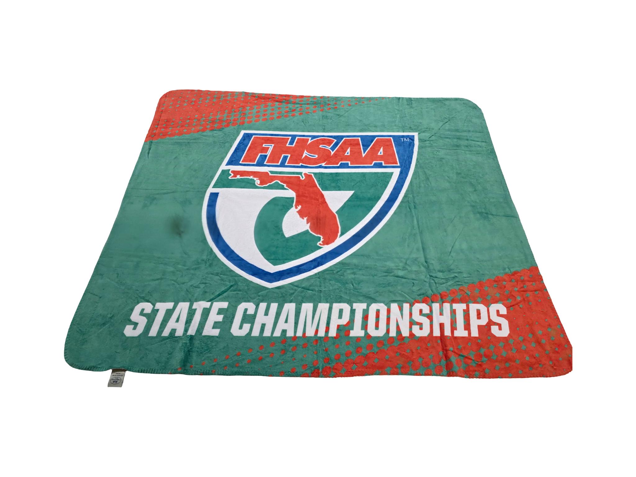 FHSAA State Championships Green & Orange Plush Throw Blanket