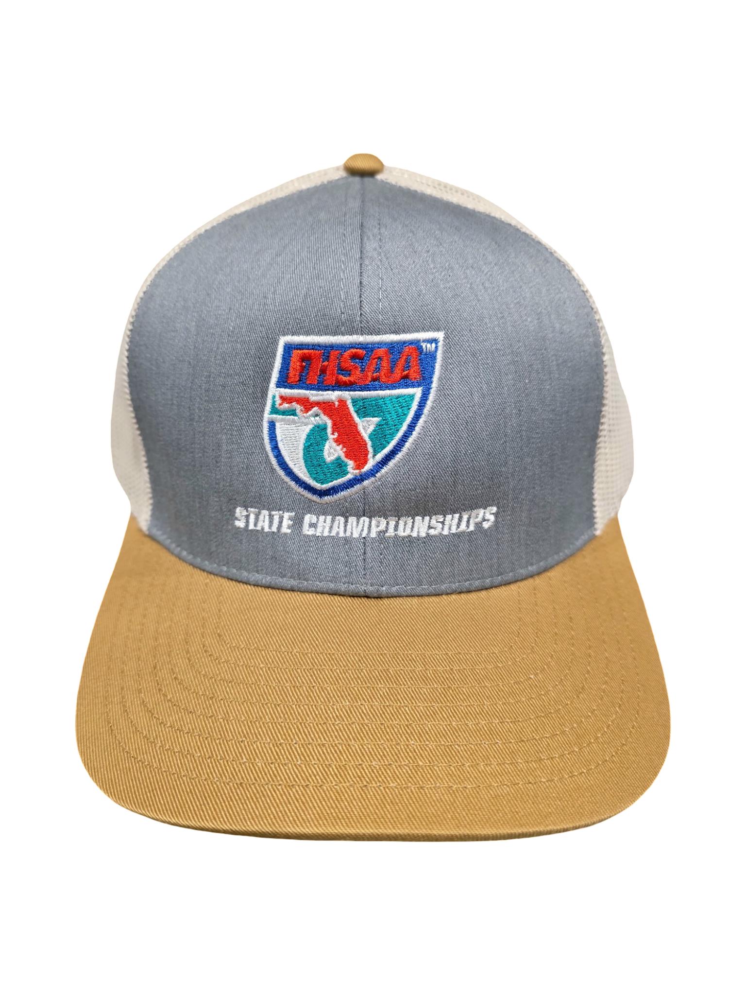 FHSAA State Championships White, Graphite Heather & Old Gold Trucker Hat