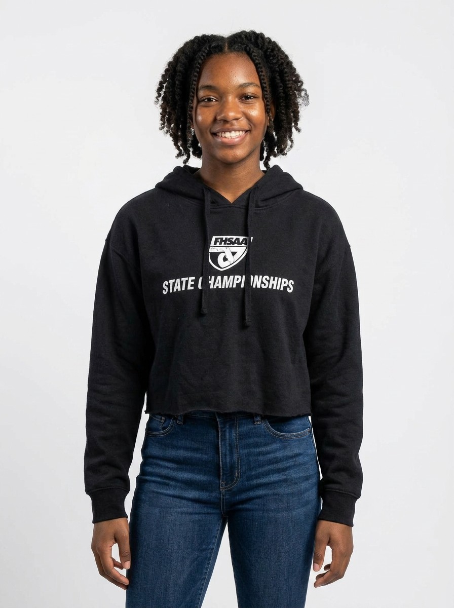 FHSAA State Championships Black Cropped Fleece Hoodie